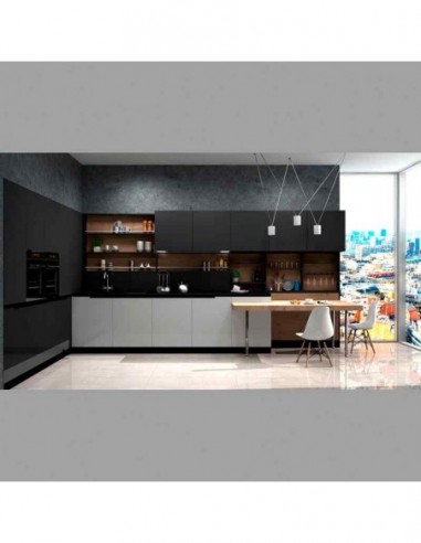 Cocina moderna negra mate combinada...