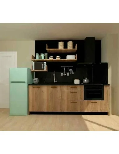 muebles de cocina moderna madera recta lisa negra