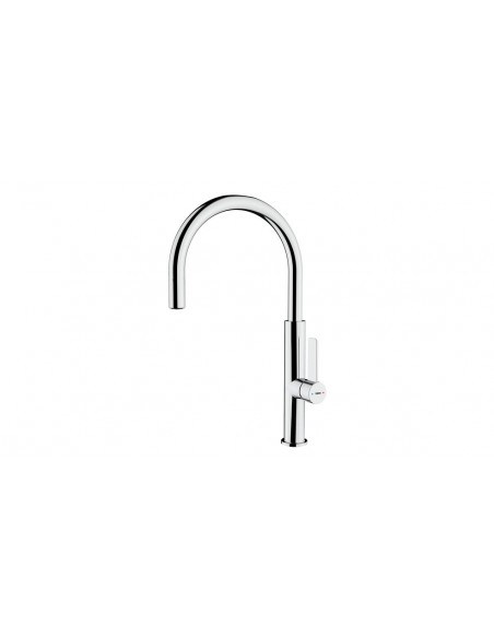 Grifo de Cocina Monomando con Caño Giratorio y Aireador Anti-Calcáreo Negro | Blanco