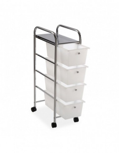 CARRITO BAÑO 4 CESTAS BLANCAS