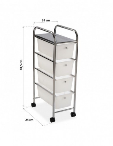 CARRITO BAÑO 4 CESTAS BLANCAS