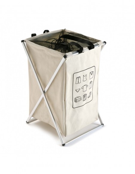 CESTA ROPA PLEGABLE BEIGE
