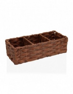 CESTA 3 COMPARTIMENTOS  MARRON