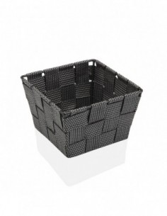 CESTA PEQUEÑA  GRIS CON PUNTOS