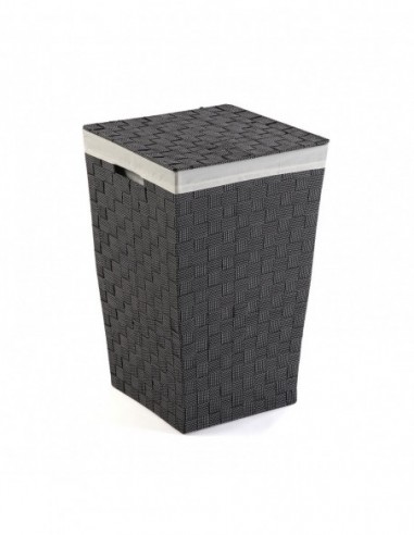 CESTO ROPA GRIS PUNTOS BLANCOS