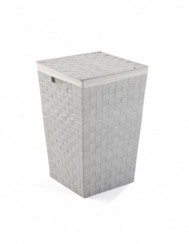CESTO ROPA BLANCO  PUNTO GRIS CLARO