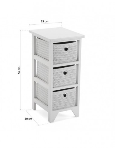 CAJONERA BAÑO 3 CESTAS BLANCA