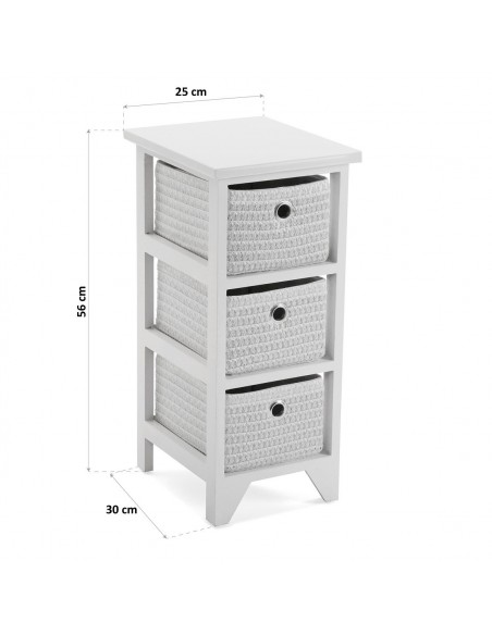 CAJONERA BAÑO 3 CESTAS BLANCA