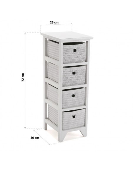 CAJONERA BAÑO 4 CESTAS BLANCA