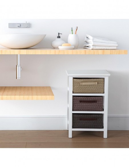 CAJONERA BAÑO 3 CESTAS MARRON