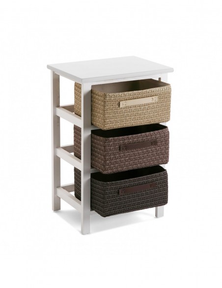 CAJONERA BAÑO 3 CESTAS MARRON