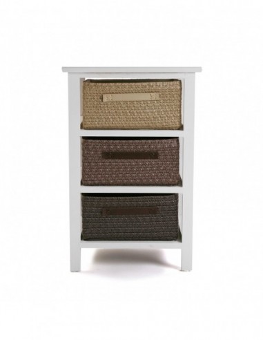 CAJONERA BAÑO 3 CESTAS MARRON