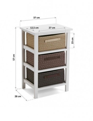 CAJONERA BAÑO 3 CESTAS MARRON