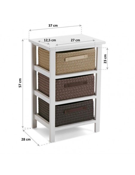 CAJONERA BAÑO 3 CESTAS MARRON