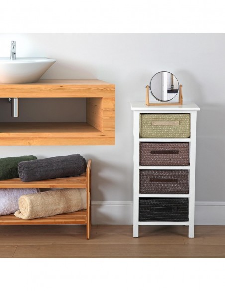 CAJONERA BAÑO 4 CESTAS MARRON