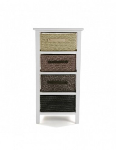 CAJONERA BAÑO 4 CESTAS MARRON