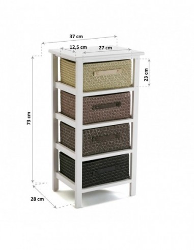 CAJONERA BAÑO 4 CESTAS MARRON