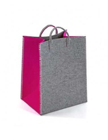 CESTA GRIS-FUCSIA