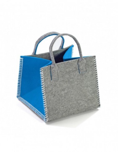 CESTA CON ASA GRIS-TURQUESA