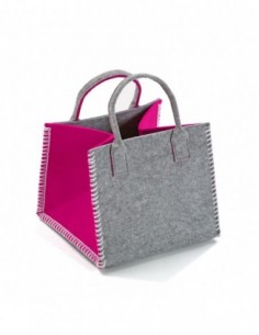 CESTA CON ASA GRIS-FUCSIA