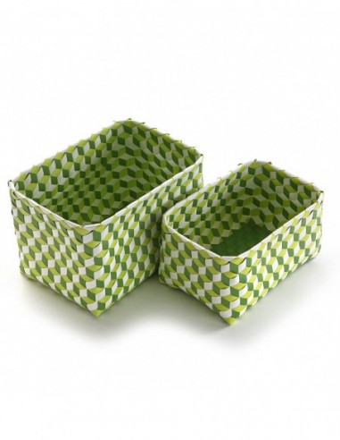 SET 2 CESTAS 3D RECTANG VERDES
