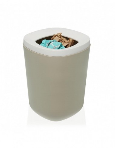 PAPELERA BEIGE & BLANCO