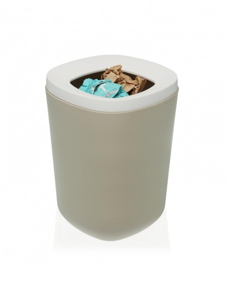 PAPELERA BEIGE & BLANCO