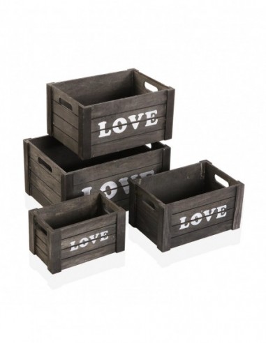 SET DE 4 CAJAS DE MADERA LOVE