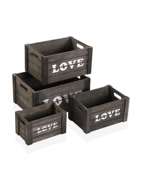 SET DE 4 CAJAS DE MADERA LOVE