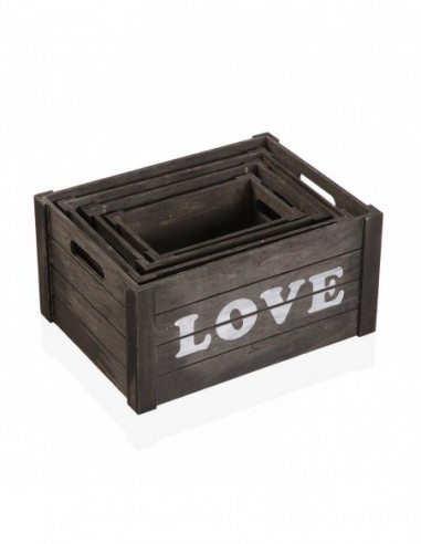 SET DE 4 CAJAS DE MADERA LOVE
