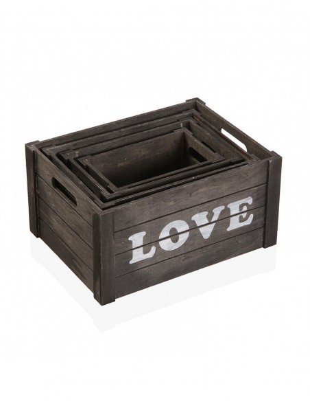 SET DE 4 CAJAS DE MADERA LOVE