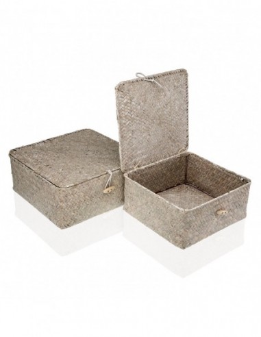 SET 2 CESTAS C/TAPA NATURAL