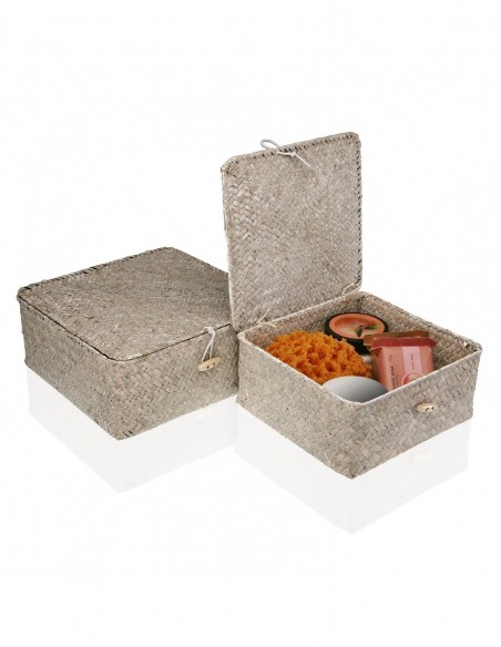 SET 2 CESTAS C/TAPA NATURAL