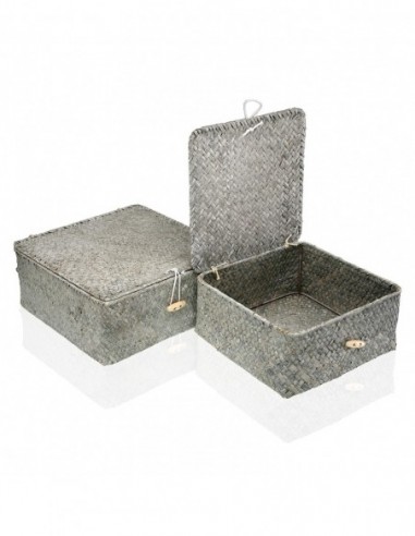 SET 2 CESTAS C/TAPA GRIS