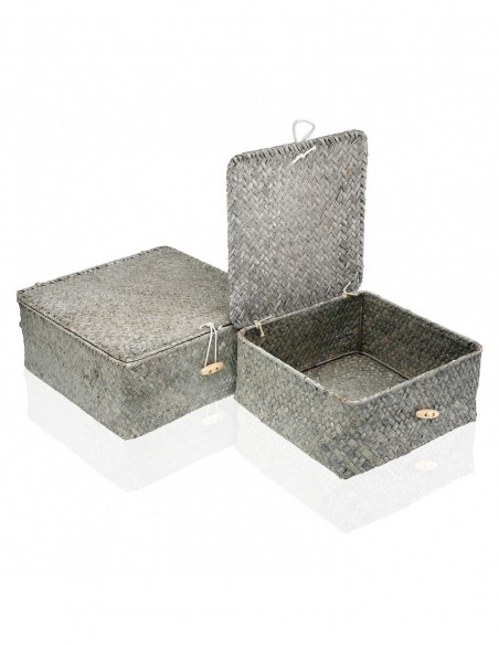 SET 2 CESTAS C/TAPA GRIS