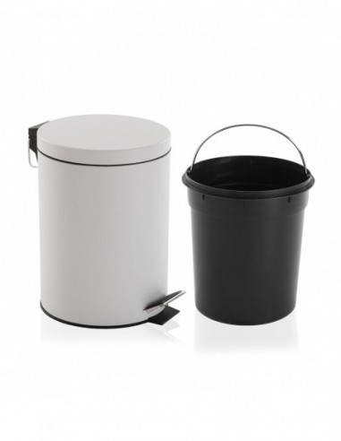 PAPELERA C/TAPA BLANCA 5L