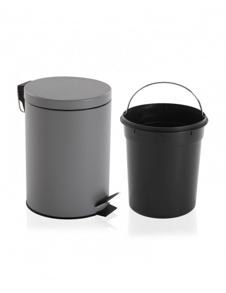 PAPELERA C/TAPA GRIS 5L