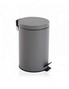 PAPELERA C/TAPA GRIS 12L