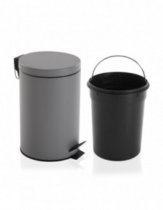 PAPELERA C/TAPA GRIS 12L 2