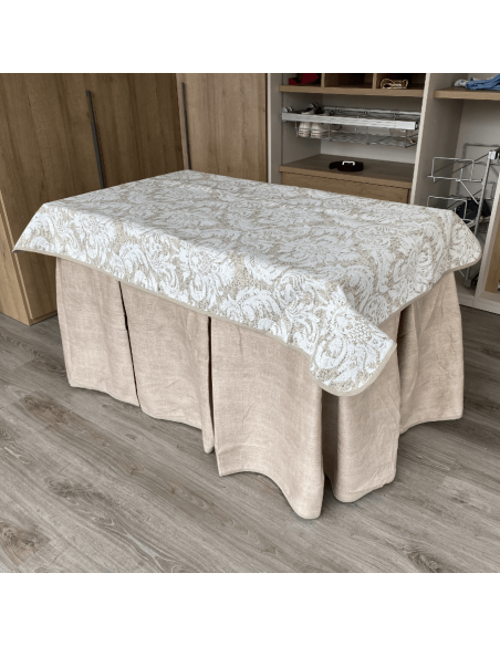 Ropa Antimanchas Aterciopelada Tapete Cosido Beige con Tapete Marfil