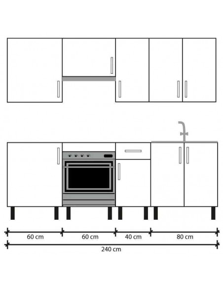 Cocina Kit Modular 240 cm color Roble