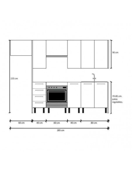 Cocina Kit Modular 285 cm color Blanco