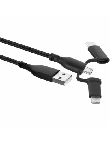 CABLE DE DATOS EWENT USB TIPO C - LIGHTNING MICRO-USB MACHO-MACHO 3 EN 1 1M