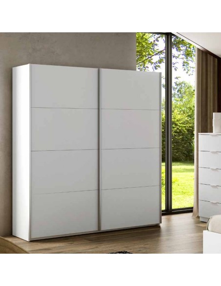 Armario 2 Puertas Correderas Blanco con Franja