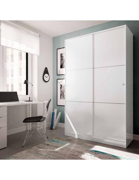 Armario 2 Puertas Correderas con Baldas Blanco