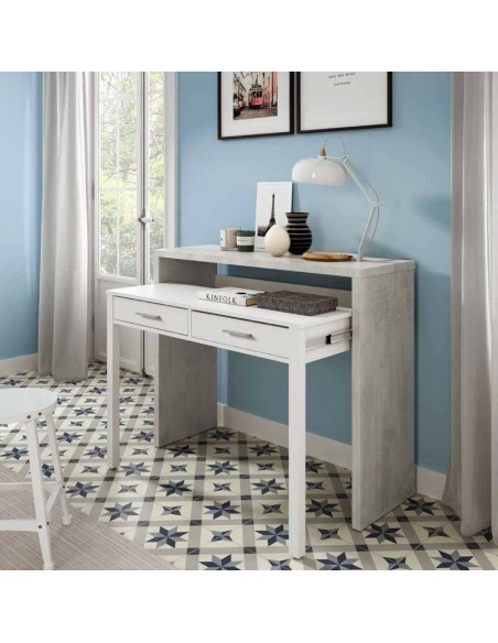 Escritorio Desplazable Blanco y Gris Claro