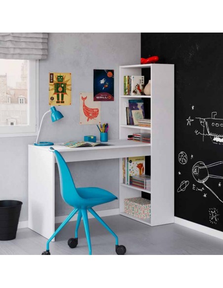 Escritorio y Estantería Reversible Blanco