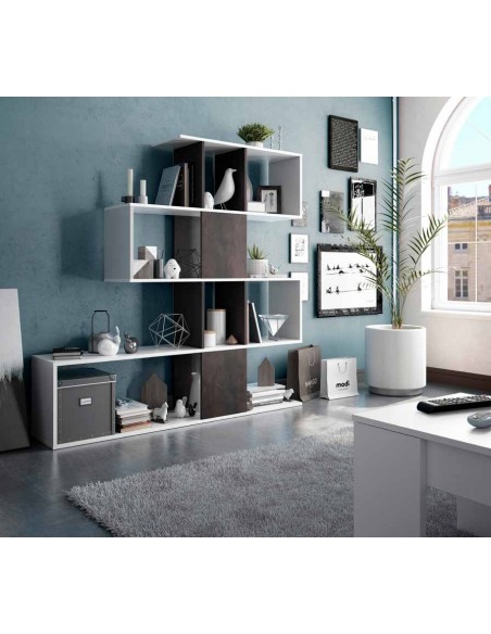 Estantería Moderna Wengue y Blanco