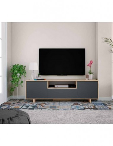 Mueble TV 3 Puertas Cambrian y Negro