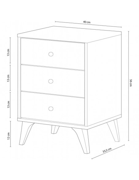 Mesita de Noche 3 Cajones
